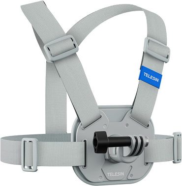 TELESIN Aksiyon Kamera Göğüs Askısı (Vest Chest) | Hızlı Çıkarılabilir Yelek Göğüs Kayışı | GoPro 13/12/11/10/9/8/7/6/5, Osmo Action 3/4/5 Pro, Insta360 Modelleri ile uyumludur (Gri)
