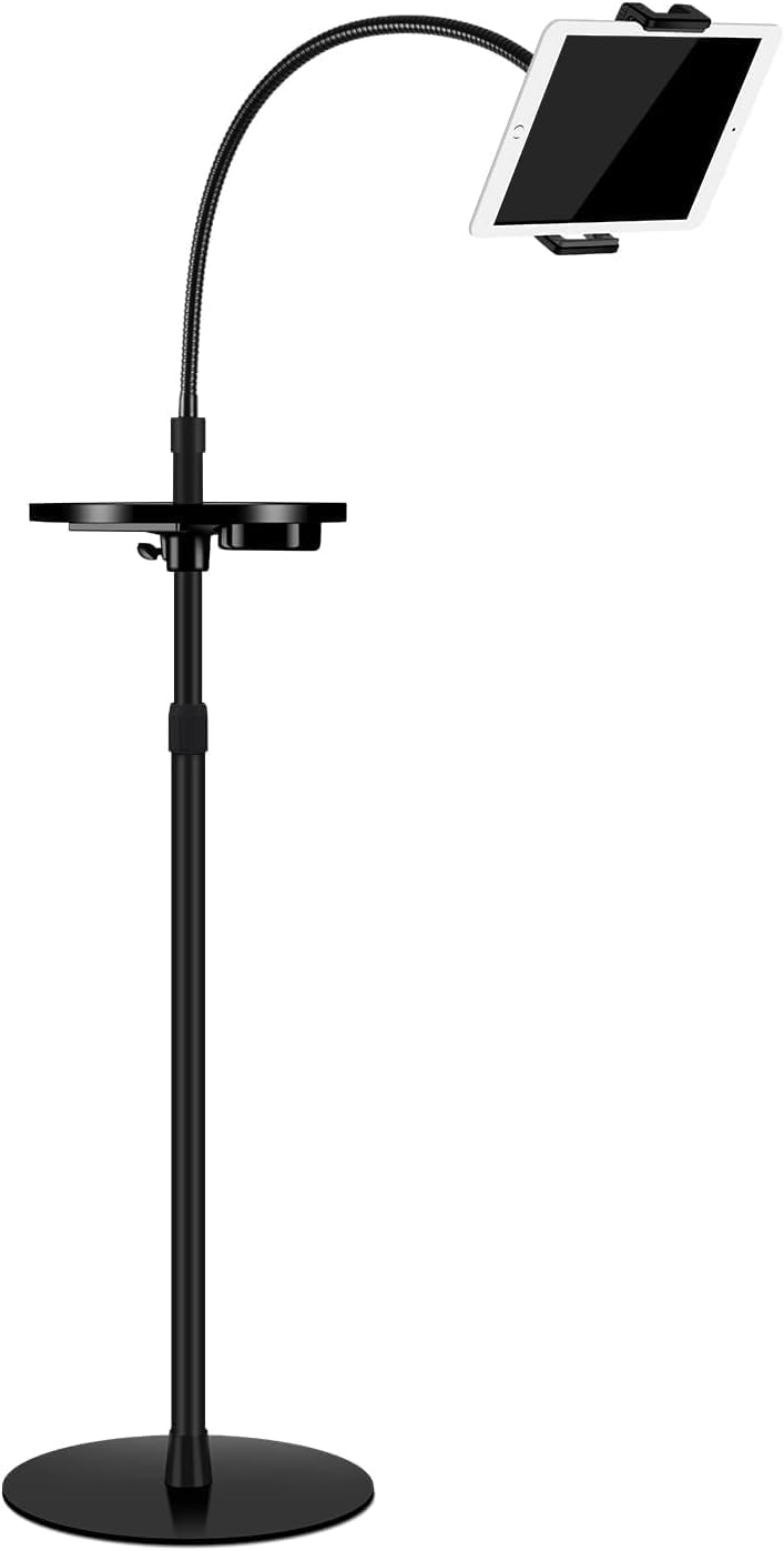 Coverzone iPad Uyumlu Tablet Tutucu Ayarlanabilir Zemin Standı, Tablet Zemin Standı Siyah Geniş Uyumluluk Ellerinizi Ev İçin Serbest Bırakın 155cm Siyah Renk 155-Black (155-Black)