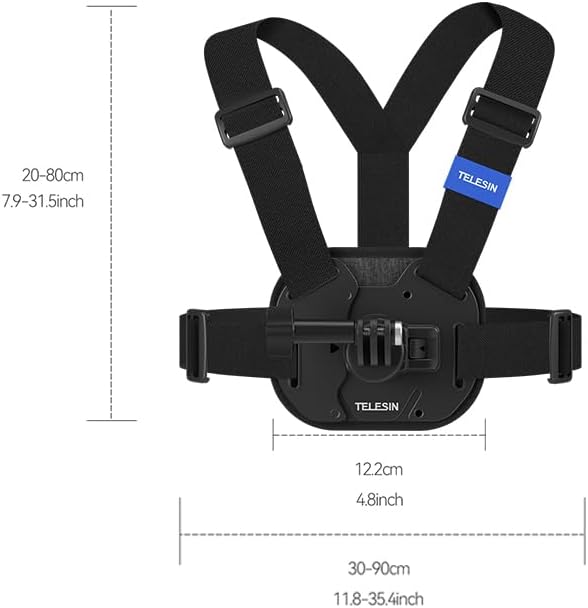 TELESIN Aksiyon Kamera Göğüs Askısı (Vest Chest) | Hızlı Çıkarılabilir Yelek Göğüs Kayışı | GoPro 13/12/11/10/9/8/7/6/5, Osmo Action 3/4/5 Pro, Insta360 Modelleri ile uyumludur (Gri)