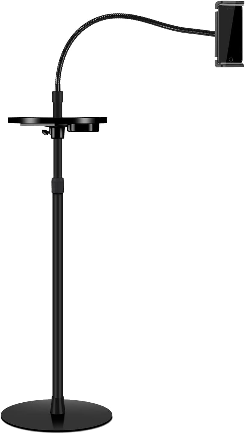 Coverzone iPad Uyumlu Tablet Tutucu Ayarlanabilir Zemin Standı, Tablet Zemin Standı Siyah Geniş Uyumluluk Ellerinizi Ev İçin Serbest Bırakın 155cm Siyah Renk 155-Black (155-Black)