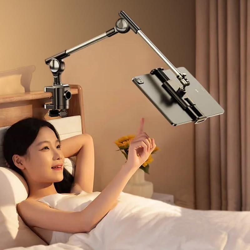 Coverzone iPad Uyumlu Tablet Tutucu Ayarlanabilir Zemin Standı, Tablet Zemin Standı Siyah Geniş Uyumluluk Ellerinizi Ev İçin Serbest Bırakın 155cm Siyah Renk 155-Black (155-Black)