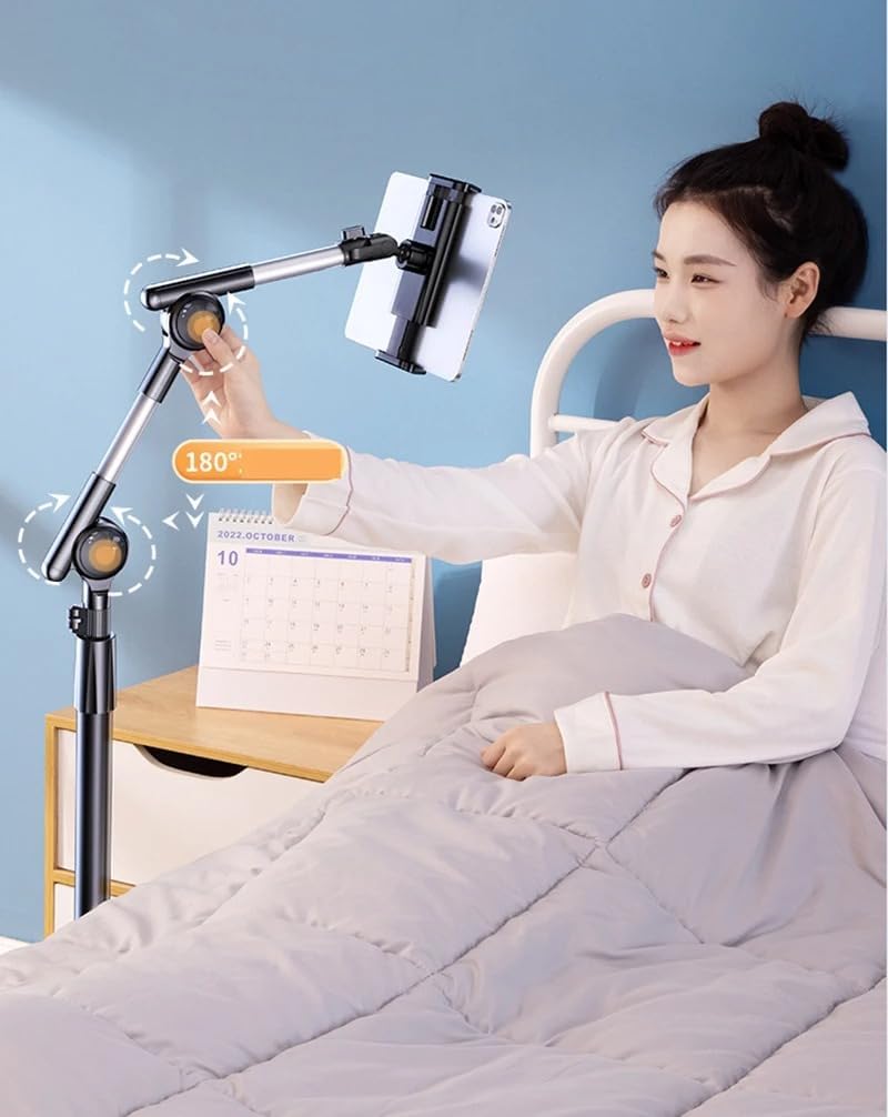 Coverzone iPad Uyumlu Tablet Tutucu Ayarlanabilir Zemin Standı, Tablet Zemin Standı Siyah Geniş Uyumluluk Ellerinizi Ev İçin Serbest Bırakın 155cm Siyah Renk 155-Black (155-Black)