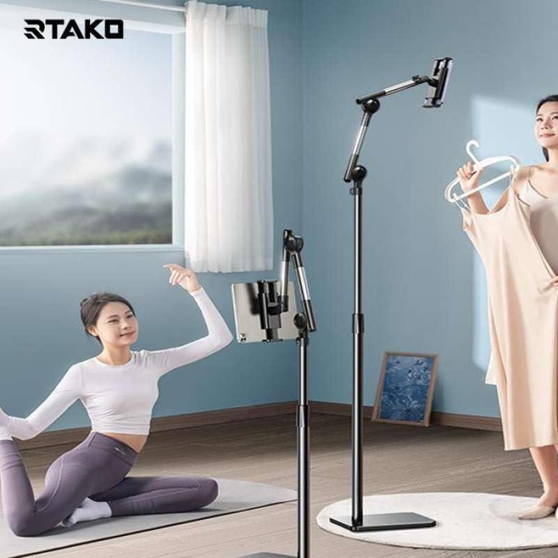 Coverzone iPad Uyumlu Tablet Tutucu Ayarlanabilir Zemin Standı, Tablet Zemin Standı Siyah Geniş Uyumluluk Ellerinizi Ev İçin Serbest Bırakın 155cm Siyah Renk 155-Black (155-Black)