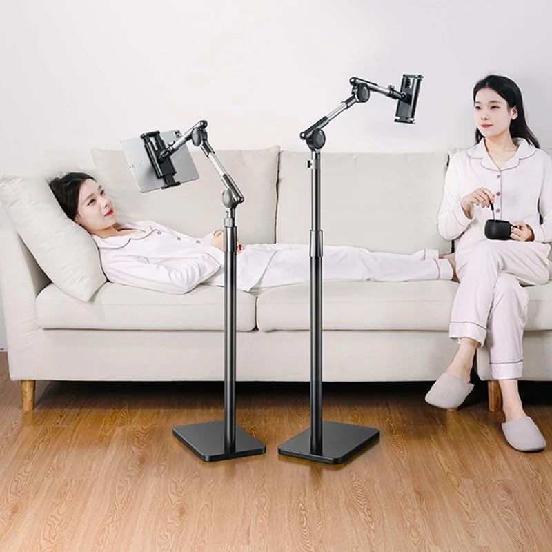 Coverzone iPad Uyumlu Tablet Tutucu Ayarlanabilir Zemin Standı, Tablet Zemin Standı Siyah Geniş Uyumluluk Ellerinizi Ev İçin Serbest Bırakın 155cm Siyah Renk 155-Black (155-Black)