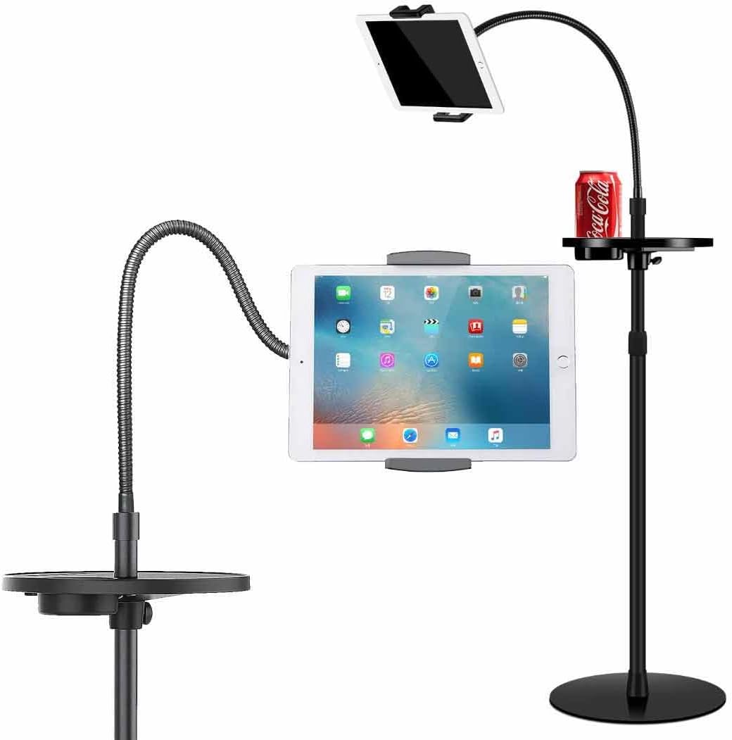 Coverzone iPad Uyumlu Tablet Tutucu Ayarlanabilir Zemin Standı, Tablet Zemin Standı Siyah Geniş Uyumluluk Ellerinizi Ev İçin Serbest Bırakın 155cm Siyah Renk 155-Black (155-Black)