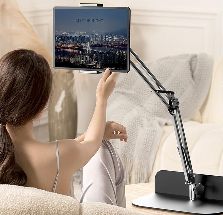 Coverzone iPad Uyumlu Tablet Tutucu Ayarlanabilir Zemin Standı, Tablet Zemin Standı Siyah Geniş Uyumluluk Ellerinizi Ev İçin Serbest Bırakın 155cm Siyah Renk 155-Black (155-Black)