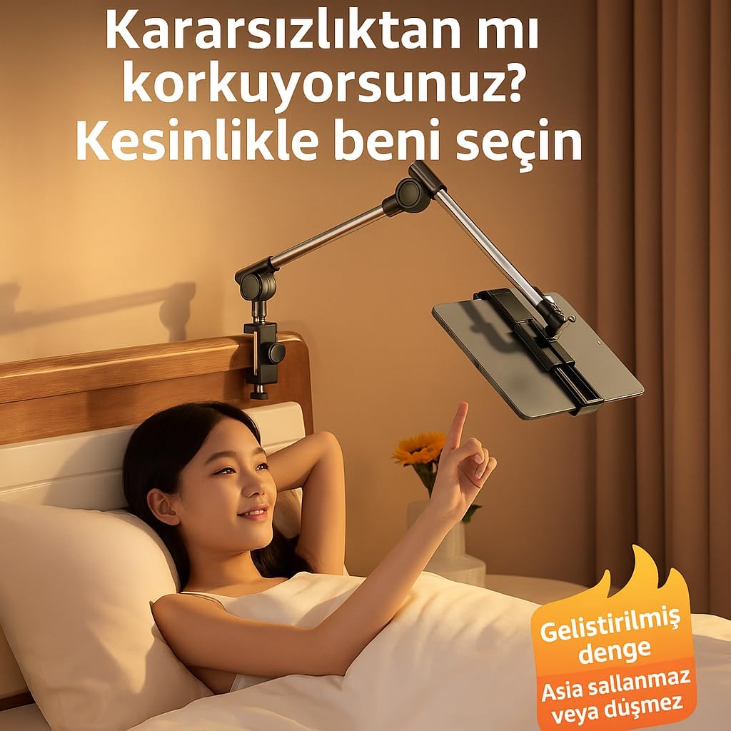 Coverzone iPad Uyumlu Tablet Tutucu Ayarlanabilir Zemin Standı, Tablet Zemin Standı Siyah Geniş Uyumluluk Ellerinizi Ev İçin Serbest Bırakın 155cm Siyah Renk 155-Black (155-Black)