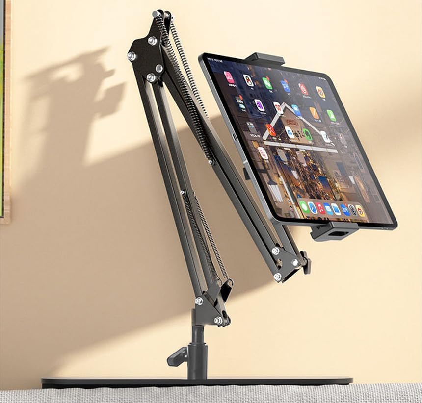 Coverzone iPad Uyumlu Tablet Tutucu Ayarlanabilir Zemin Standı, Tablet Zemin Standı Siyah Geniş Uyumluluk Ellerinizi Ev İçin Serbest Bırakın 155cm Siyah Renk 155-Black (155-Black)
