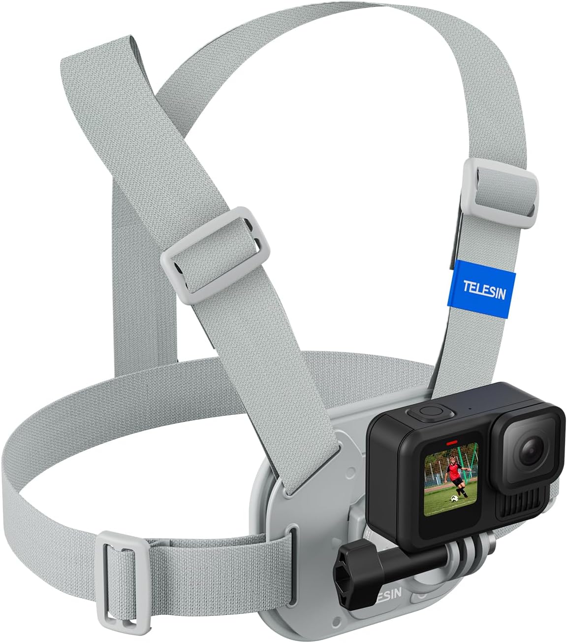 TELESIN Aksiyon Kamera Göğüs Askısı (Vest Chest) | Hızlı Çıkarılabilir Yelek Göğüs Kayışı | GoPro 13/12/11/10/9/8/7/6/5, Osmo Action 3/4/5 Pro, Insta360 Modelleri ile uyumludur (Gri)