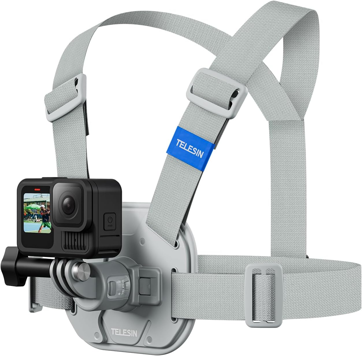 TELESIN Aksiyon Kamera Göğüs Askısı (Vest Chest) | Hızlı Çıkarılabilir Yelek Göğüs Kayışı | GoPro 13/12/11/10/9/8/7/6/5, Osmo Action 3/4/5 Pro, Insta360 Modelleri ile uyumludur (Gri)