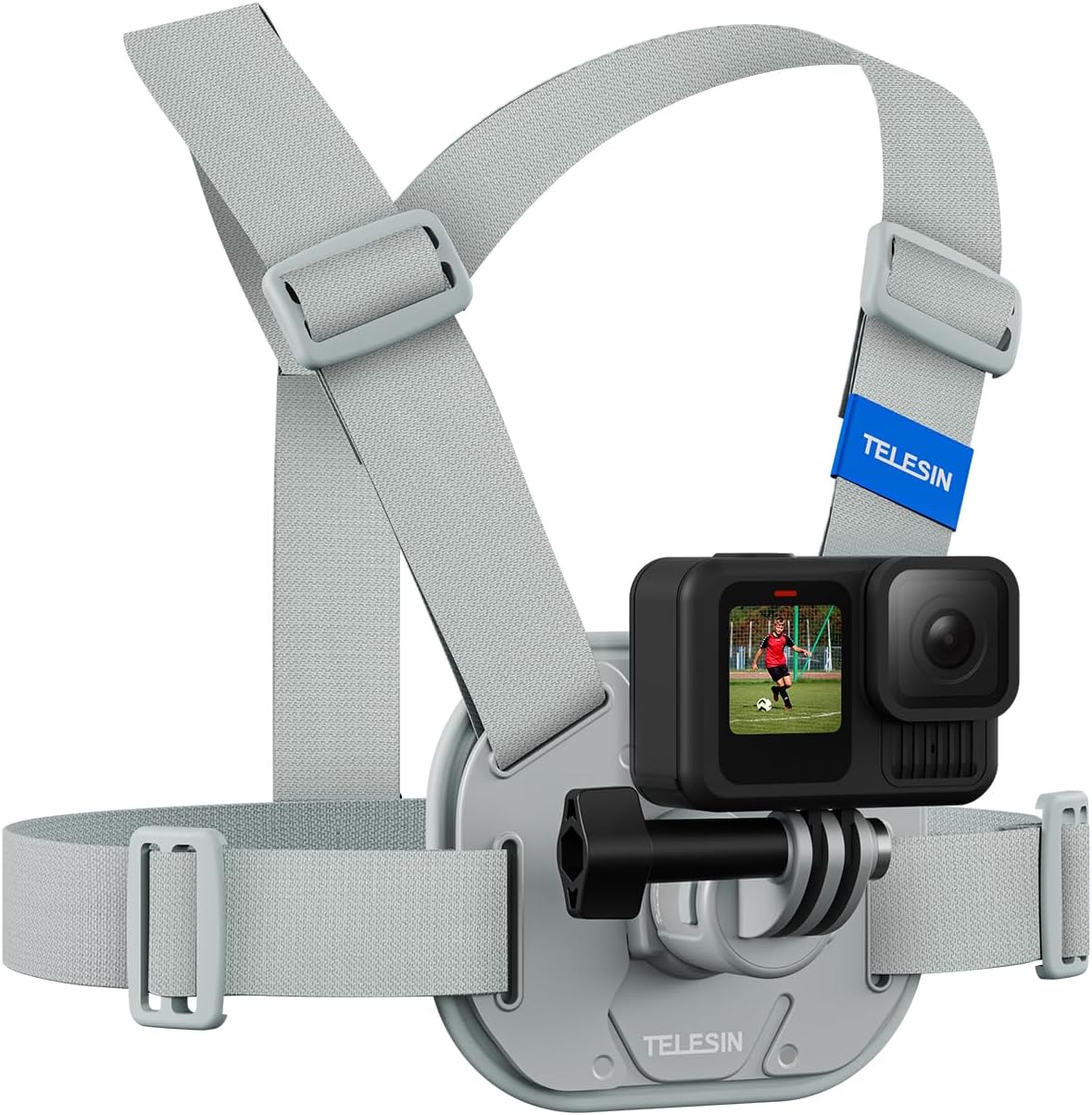 TELESIN Aksiyon Kamera Göğüs Askısı (Vest Chest) | Hızlı Çıkarılabilir Yelek Göğüs Kayışı | GoPro 13/12/11/10/9/8/7/6/5, Osmo Action 3/4/5 Pro, Insta360 Modelleri ile uyumludur (Gri)