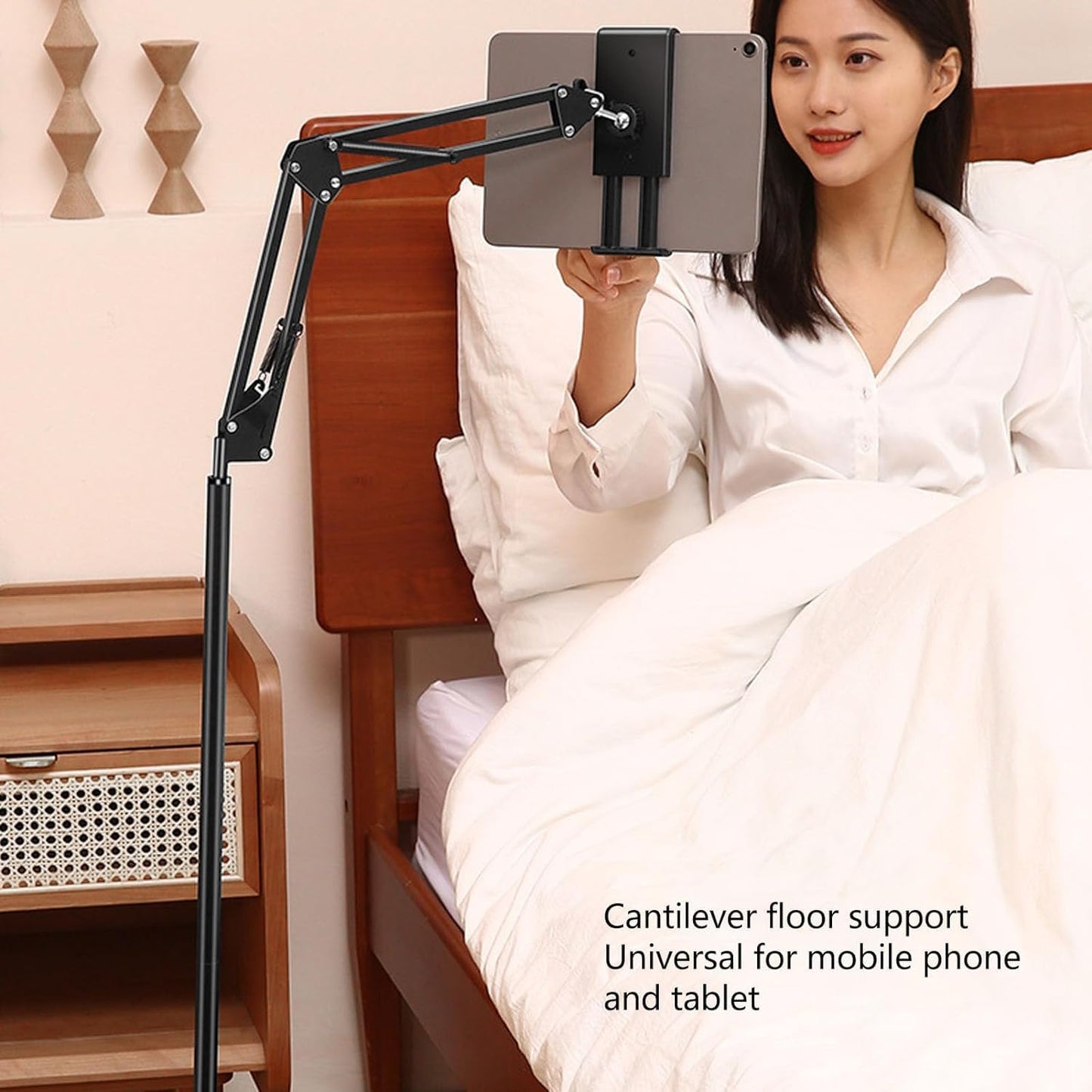 Coverzone iPad Uyumlu Tablet Tutucu Ayarlanabilir Zemin Standı, Tablet Zemin Standı Siyah Geniş Uyumluluk Ellerinizi Ev İçin Serbest Bırakın 155cm Siyah Renk 155-Black (155-Black)