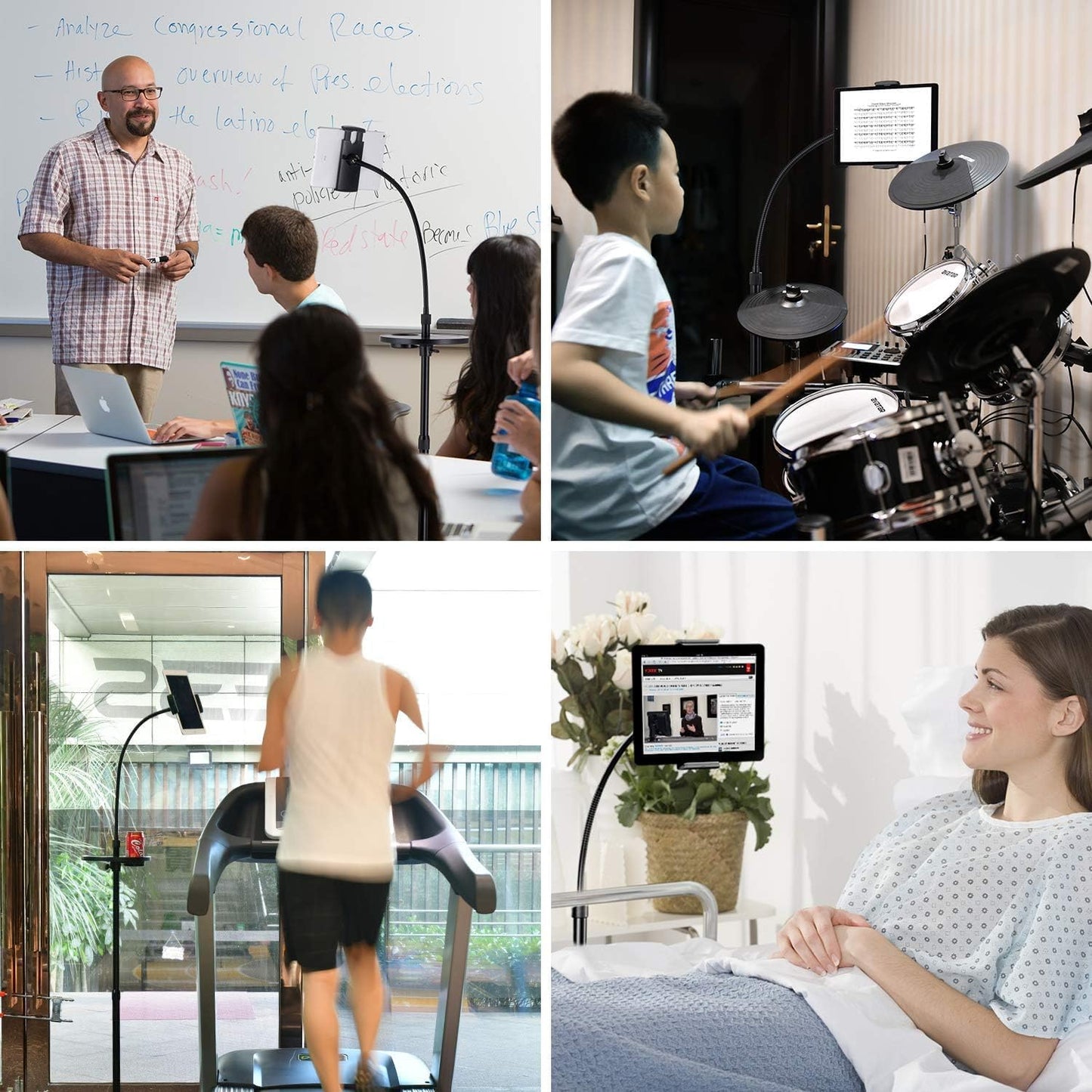 Coverzone iPad Uyumlu Tablet Tutucu Ayarlanabilir Zemin Standı, Tablet Zemin Standı Siyah Geniş Uyumluluk Ellerinizi Ev İçin Serbest Bırakın 155cm Siyah Renk 155-Black (155-Black)